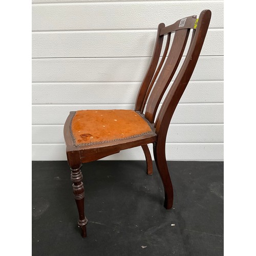 398 - EDWARDIAN MAHOGANY INLAID CHILDS CHAIR WITH UPHOLSTERED SEAT