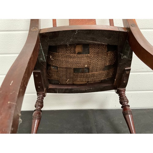 398 - EDWARDIAN MAHOGANY INLAID CHILDS CHAIR WITH UPHOLSTERED SEAT