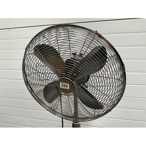 399 - ELECTRIC CHROME FREE STANDING FAN H39”