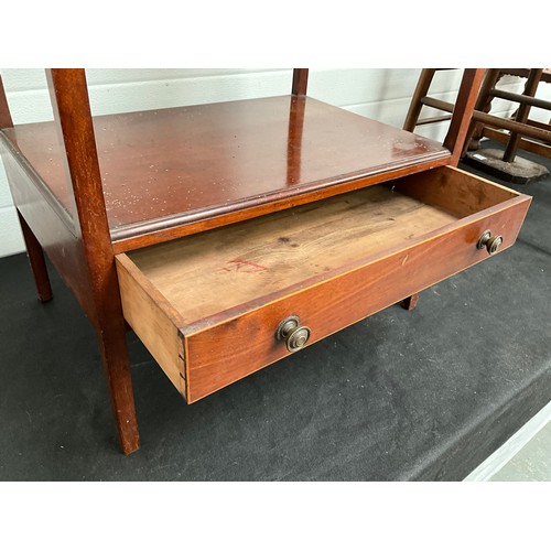 408 - EDWARDIAN MAHOGANY TRAY TOP WASHSTAND WITH DRAWER TO BASE 
H34” W22” D15”