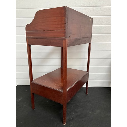 408 - EDWARDIAN MAHOGANY TRAY TOP WASHSTAND WITH DRAWER TO BASE 
H34” W22” D15”