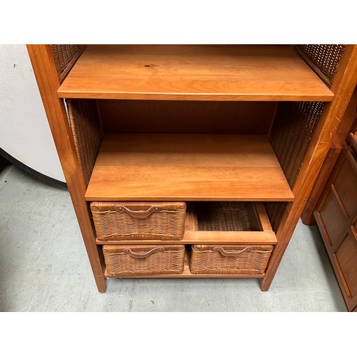 412 - MODERN BOOKCASE WITH 3 DRAWERS TO BASE (1 MISSING) A/F H60” W28” D14”