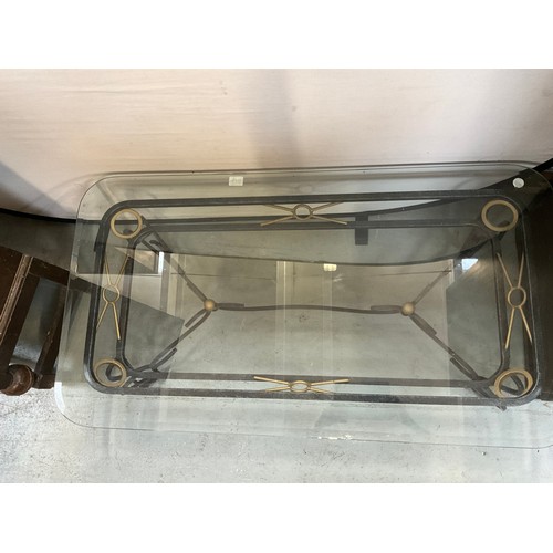 416 - MODERN GLASS TOPPED COFFEE TABLE WITH METAL BASE A/F H16” W48” D26”