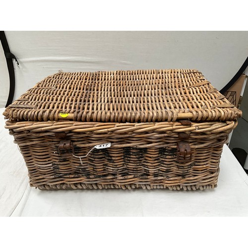 417 - VINTAGE CANE LAUNDRY BASKET  H13” W27” D20”