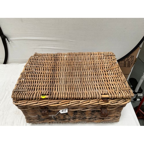 417 - VINTAGE CANE LAUNDRY BASKET  H13” W27” D20”