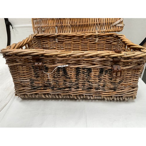 417 - VINTAGE CANE LAUNDRY BASKET  H13” W27” D20”