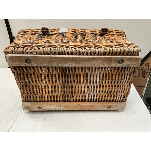 417 - VINTAGE CANE LAUNDRY BASKET  H13” W27” D20”