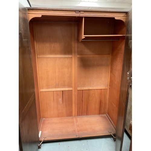 418 - VINTAGE OAK PRIORY DOUBLE WARDROBE WITH 2 DOORS WITH LINEN FOLD DESIGN H71” W48” D22”