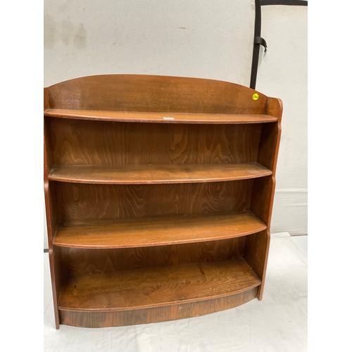 422 - VINTAGE OAK BOW FRONT BOOKCASE H39” W36” D10” - WORMED