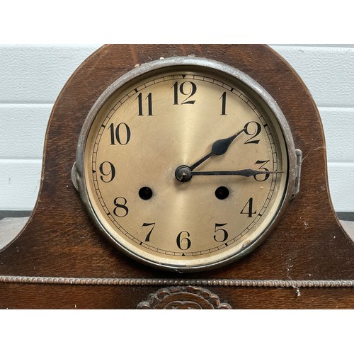 426 - VICTORIAN MAHOGANY VENEERED MANTLE CLOCK A/F KEY AND PENDULUM,VINTAGE BAKELITE WEST MINISTER CHIMES ... 