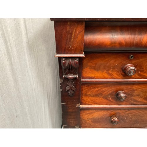 427 - VICTORIAN FLAMED MAHOGANY SCOTTISH BEDROOM CHEST H43” W48” D21”A/F