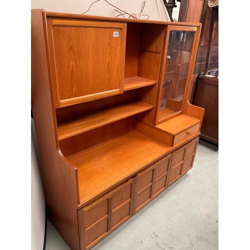 436 - BADGED NATHAN TEAK LOUNGE UNIT WITH GLASS DOOR AND COCKTAIL CABINET,SINGLE DRAWER,BASE WITH 3 DOORS ... 