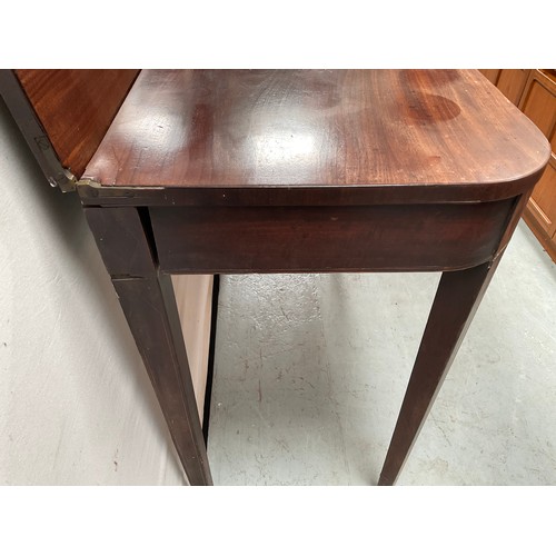 440 - GOERGIAN MAHOGANY INLAID FOLDING TEA TABLE ON SABRE LEGS A/F H30”W36” D18” - WORMED