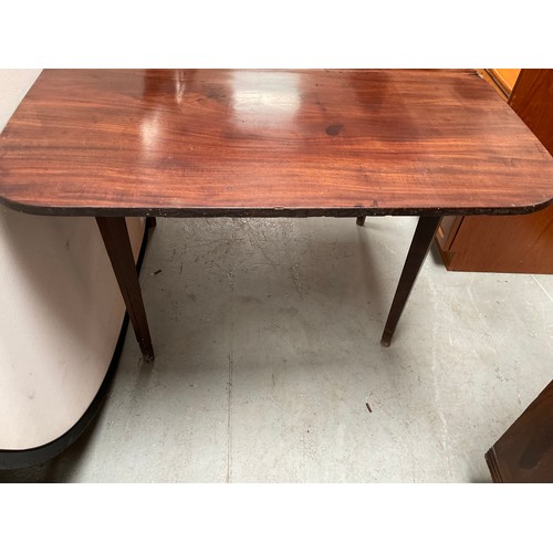 440 - GOERGIAN MAHOGANY INLAID FOLDING TEA TABLE ON SABRE LEGS A/F H30”W36” D18” - WORMED