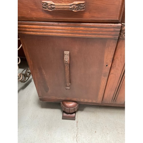 441 - VINTAGE OAK SIDEBOARD WITH 2 DRAWERS OVER 2 DOORS 
H37” W47” D20”