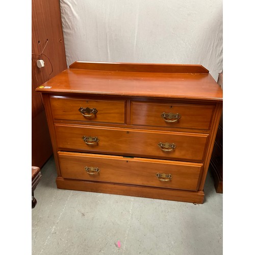 452A - EDWARDIAN SATINWOOD BEDROOM CHEST WITH 2 SHORT DRAWERS AND 2 LONG DRAWERS WITH BRASS HANDLES
H33” W4... 