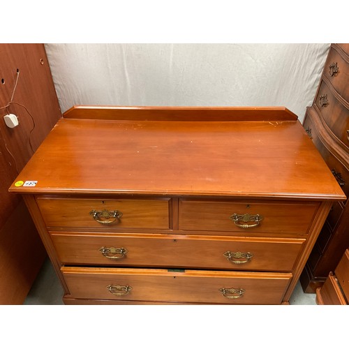 452A - EDWARDIAN SATINWOOD BEDROOM CHEST WITH 2 SHORT DRAWERS AND 2 LONG DRAWERS WITH BRASS HANDLES
H33” W4... 