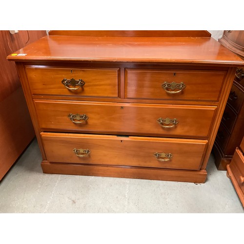 452A - EDWARDIAN SATINWOOD BEDROOM CHEST WITH 2 SHORT DRAWERS AND 2 LONG DRAWERS WITH BRASS HANDLES
H33” W4... 