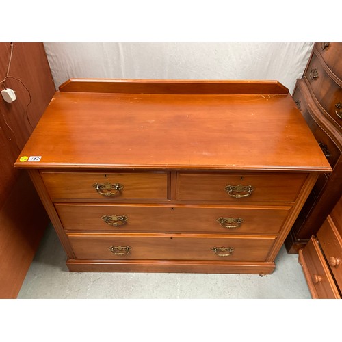 452A - EDWARDIAN SATINWOOD BEDROOM CHEST WITH 2 SHORT DRAWERS AND 2 LONG DRAWERS WITH BRASS HANDLES
H33” W4... 