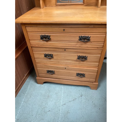 454 - EDWARDIAN SATINWOOD DRESSING TABLE WITH 3 DRAWERS H60” W33” D20”