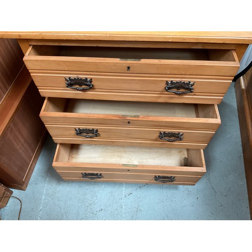 454 - EDWARDIAN SATINWOOD DRESSING TABLE WITH 3 DRAWERS H60” W33” D20”