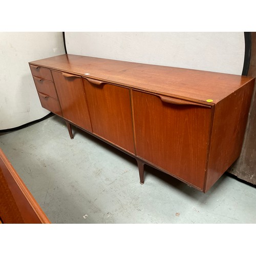 459 - BADGED McINTOSH LONG JOHN TEAK SIDEBOARD WITH 3 DRAWERS AND 3 DOORS H31” W80” D19”