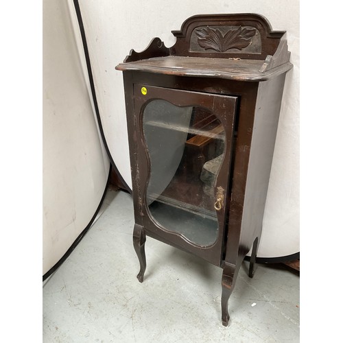 460 - EDWARDIAN SINGLE DOOR DISPLAY CABINET ON CABRIOLE LEGS H48” W22” D15”