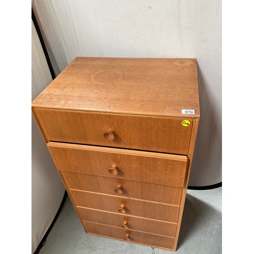 470 - STAG MEREDEW LIGHT OAK VENEERED VINTAGE 6 DRAWER NARROW BEDROOM CHEST H42” W24” D18”