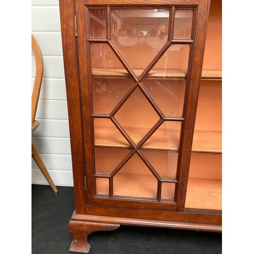 471 - VINTAGE OAK ASTRICAL GLAZED DISPLAY CABINET 
H38” W33” D10”