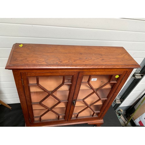 471 - VINTAGE OAK ASTRICAL GLAZED DISPLAY CABINET 
H38” W33” D10”