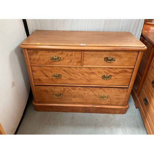 472 - VICTORIAN SATINWOOD BEDROOM CHEST WITH 2 SHORT AND 2 LONG DRAWERS H32” W43” D19”