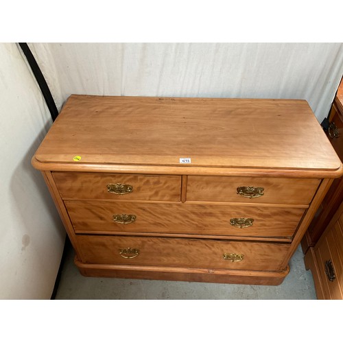 472 - VICTORIAN SATINWOOD BEDROOM CHEST WITH 2 SHORT AND 2 LONG DRAWERS H32” W43” D19”