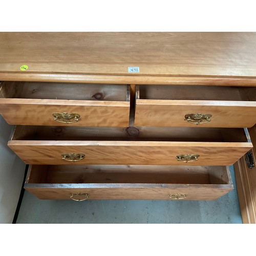 472 - VICTORIAN SATINWOOD BEDROOM CHEST WITH 2 SHORT AND 2 LONG DRAWERS H32” W43” D19”