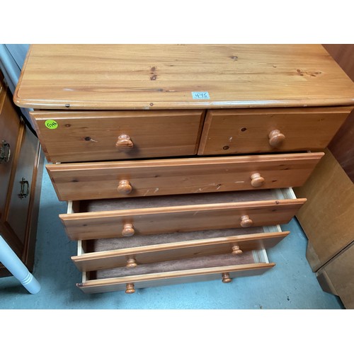 475 - MODERN PINE BEDROOM CHEST WITH 2 SHORT DRAWERS AND 4 LONG DRAWERS H36” W32” D16”