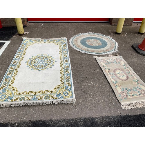 474 - 3 RUGS, 84” x 47”, 56” x 24” round DIA 52”