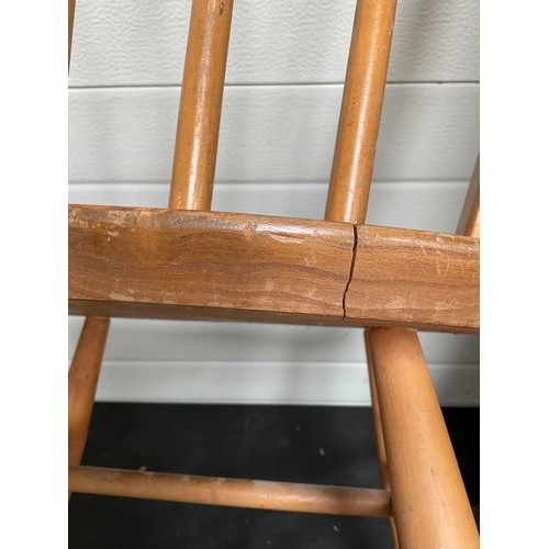 476 - VINTAGE WALNUT VENEERED COFFEE TABLE ON CABRIOLE LEGS  H18” DIA26” AND ERCOL KITCHEN CHAIR A/F