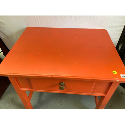 480 - VINTAGE PAINTED PINE KITCHEN TABLE WITH DRAWER H31” W33” D27”