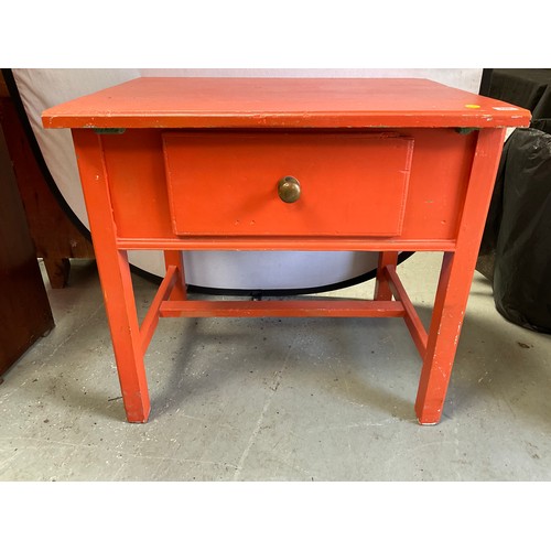 480 - VINTAGE PAINTED PINE KITCHEN TABLE WITH DRAWER H31” W33” D27”