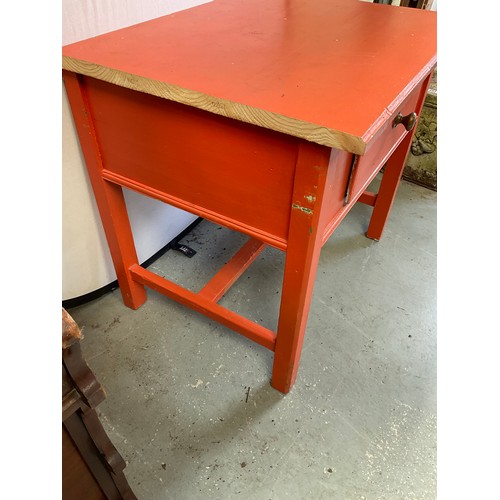 480 - VINTAGE PAINTED PINE KITCHEN TABLE WITH DRAWER H31” W33” D27”