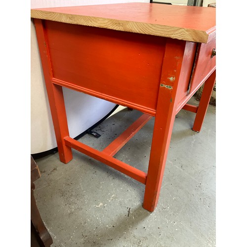 480 - VINTAGE PAINTED PINE KITCHEN TABLE WITH DRAWER H31” W33” D27”