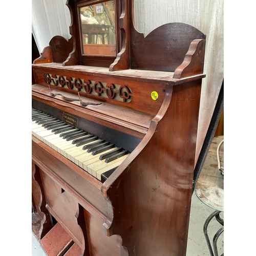 478 - VICTORIAN MAHOGANY PEDAL WIND CHAPEL ORGAN H50” W40” D15” A/F