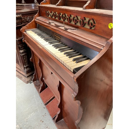 478 - VICTORIAN MAHOGANY PEDAL WIND CHAPEL ORGAN H50” W40” D15” A/F