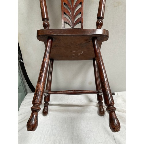 493 - VINTAGE MAHOGANY SEWING CHAIR WITH UPHOLSTERED SEAT