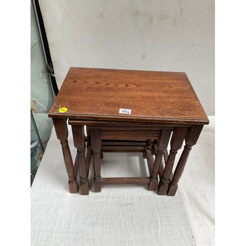 494 - REPRODUCTION OAK NEST OF 3  TABLES H18” W20” D13”