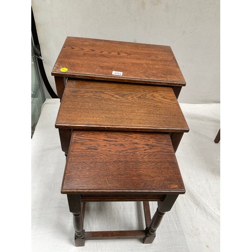 494 - REPRODUCTION OAK NEST OF 3  TABLES H18” W20” D13”