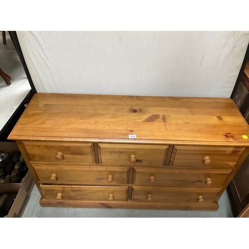 495 - MODERN PINE MERCHANTS BEDROOM CHEST WITH 7 DRAWERS H29” W52” D17”