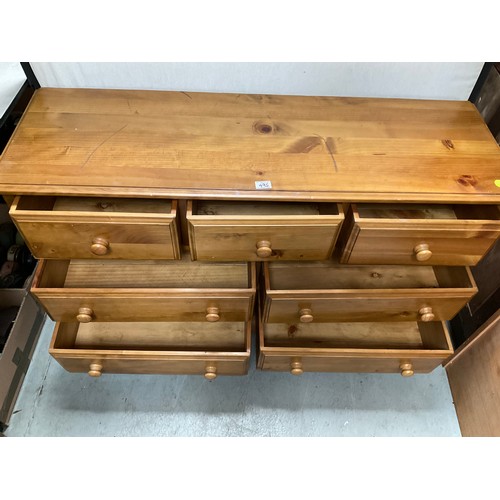 495 - MODERN PINE MERCHANTS BEDROOM CHEST WITH 7 DRAWERS H29” W52” D17”