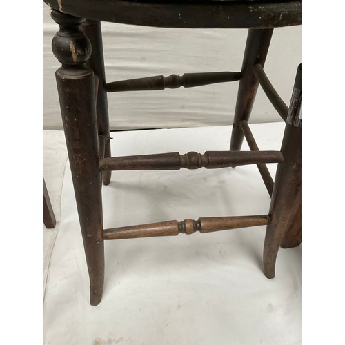 496 - VICTORIAN STOOL ,SMALL VINTAGE TABLE AND A MUSIC STOOL