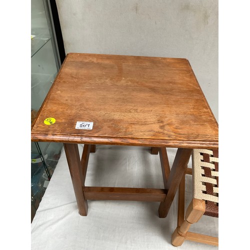 507 - VINTAGE OAK LAMP TABLE AND FOOT STOOL