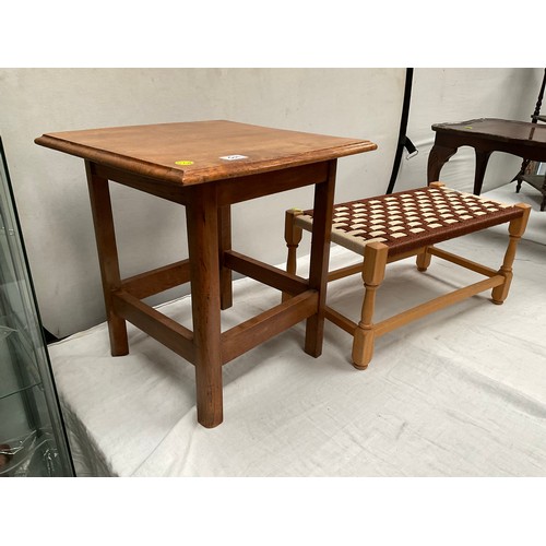 507 - VINTAGE OAK LAMP TABLE AND FOOT STOOL